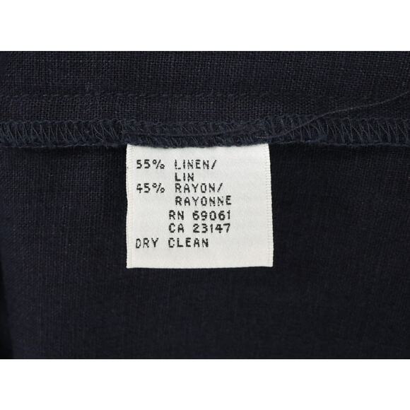 Talbots Dress Womens 16 Dark Navy Blue Linen Blend Pleated Short Sleeve Vintage - Picture 13 of 14